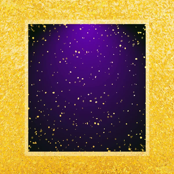 Vector fundo glamour abstrato. Moldura violeta em fundo dourado brilhante . —  Vetores de Stock