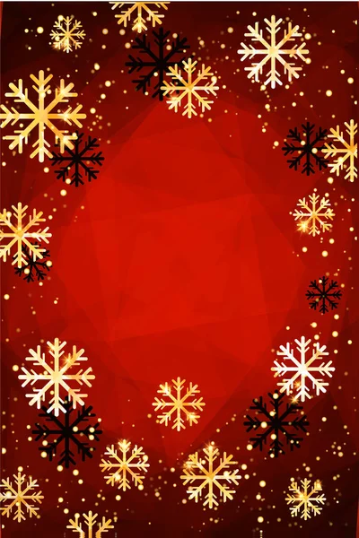 Natale o Capodanno sfondo con fiocchi di neve dorati. Illustrazione astratta del vettore. Facile modello moderno modificabile . — Vettoriale Stock