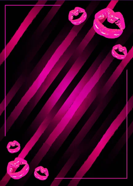 Tiras con labios rosados brillantes — Vector de stock