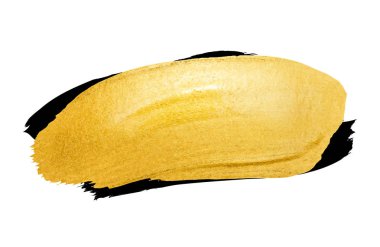 Vektör altın fırça darbesi sizin şaşırtıcı tasarım projesi için. Sulu Boya doku boya leke üzerinde beyaz izole. Altın arka plan tebrik, Hediyelik, düğün kartı için soyut el boyalı.