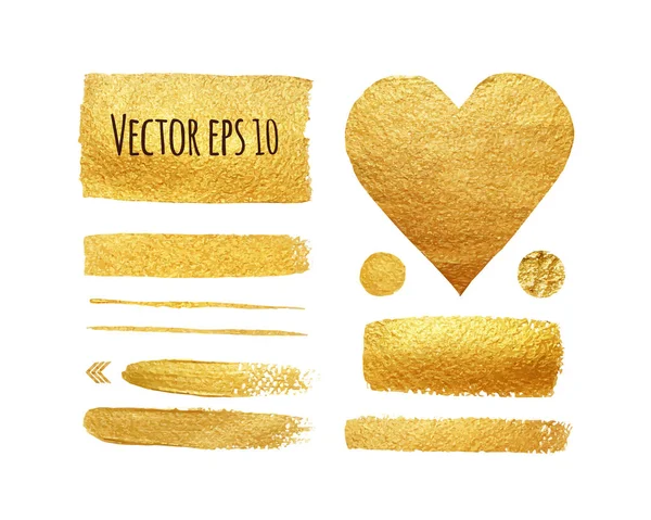 Set of golden brush strokes — Stock Vector