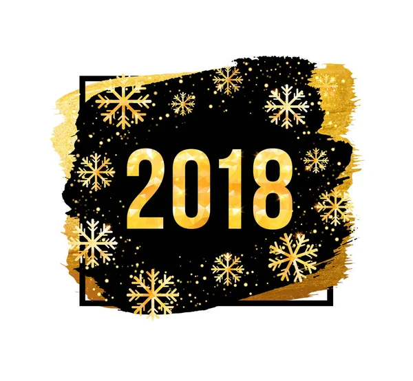 ベクトル 2018年新年あけましておめでとうございますの背景。黒い背景に紙吹雪と黄金の番号. — ストックベクタ