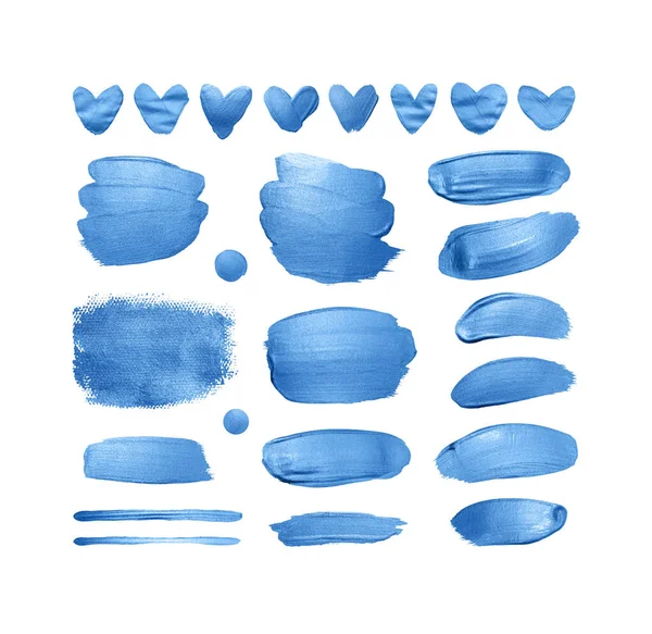Set di pennellate blu lucido classico ispirato al classico blu-colore dell'anno 2020 . — Foto Stock