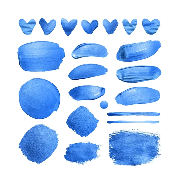 Σύνολο λαμπερό κλασικό μπλε πινέλο εγκεφαλικά επεισόδια εμπνευσμένα από το κλασικό μπλε χρώμα του έτους 2020. — Φωτογραφία Αρχείου
