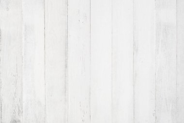 Beyaz ahşap kaplama. Düz atış yapmak için tablonun üst görünüm yüzeyi.