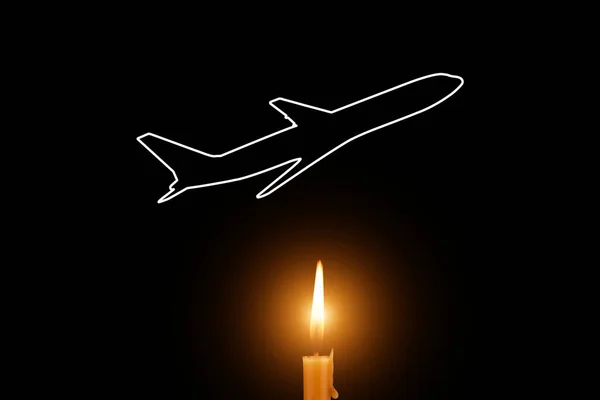 An image that illustrates an airplane crash. Air crash concept. Sorrow for the dead passengers