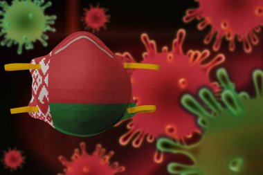 .Coronavirus. Corona virüsü konsepti. İtalya Corona virüsüyle savaşmak için maske taktı. Virüse karşı mücadele kavramı