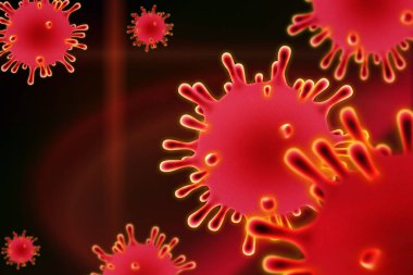 Coronavirus 2019-nCov romanı Coronavirus konsepti Asya gribi salgını ve koronavirüs gribi salgını için sorumludur. Mikroskop virüsü yaklaşıyor. 3d oluşturma.
