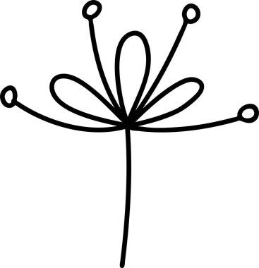 Dekorasyon desenleri, ambalaj kağıdı, duvar kağıdı, kartlar, davetiyeler, kutular, buketler için soyut karalama tek çiçek unsuru. Beyaz arka planda izole edilmiş. Vektör stok illüstrasyonu.