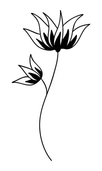 Extracto doodle único elemento floral para los patrones de decoración, papel de envolver, papel pintado, tarjetas, invitaciones, cajas de embalaje, ramos. Aislado sobre fondo blanco. Ilustración de stock vectorial . — Archivo Imágenes Vectoriales