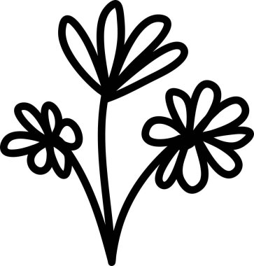 Dekorasyon desenleri, ambalaj kağıdı, duvar kağıdı, kartlar, davetiyeler, kutular, buketler için soyut karalama tek çiçek unsuru. Beyaz arka planda izole edilmiş. Vektör stok illüstrasyonu.