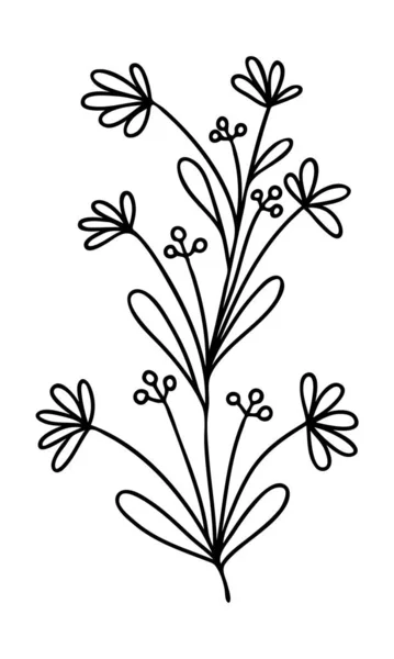 Extracto doodle único elemento floral para los patrones de decoración, papel de envolver, papel pintado, tarjetas, invitaciones, cajas de embalaje, ramos. Aislado sobre fondo blanco. Ilustración de stock vectorial . — Vector de stock