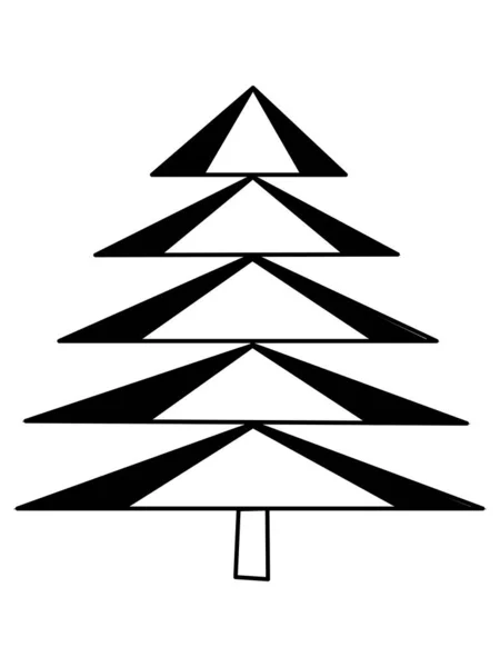 单手画新年冷杉树 冬季贺卡 贴纸和季节性装饰的涂鸦图解 — 图库矢量图片