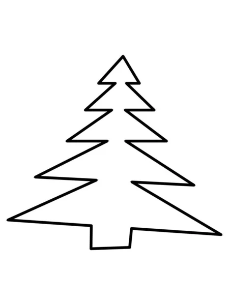 Enhand Dras Nytt Gran Träd Doodle Illustration För Mönster Vinter — Stock vektor