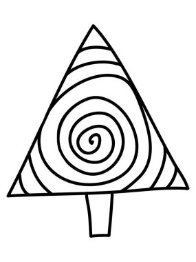 Tek elle yeni yıl ağacı çizildi. Desenler için karalama çizimi, kış tebrik kartları, posterler, çıkartmalar ve mevsimsel eleştiriler.