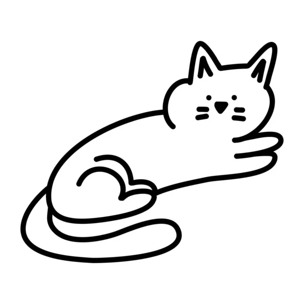 Ručně Kreslená Ikona Kočky Jeden Prvek Izolovaný Bílém Obrázek Vektorové — Stockový vektor
