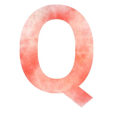 Turuncu uzay alfabesi. Büyük harf Q. Dijital sanat. Beyazda izole edilmiş. Stok illüstrasyonu.