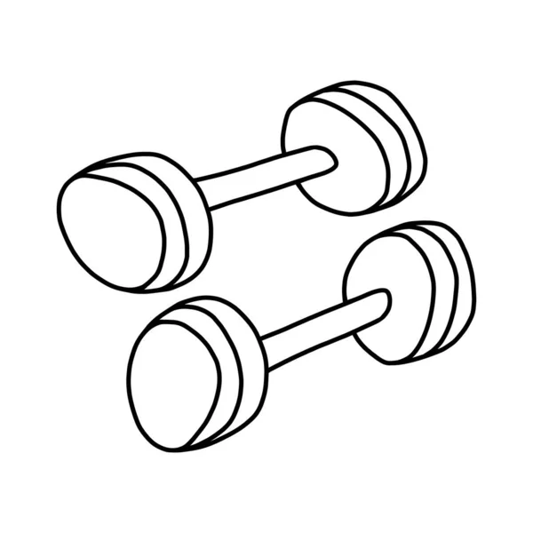Hand Drawn Doodle Dumbbells Icon Single Element Isolated White Vector — Stock Vector