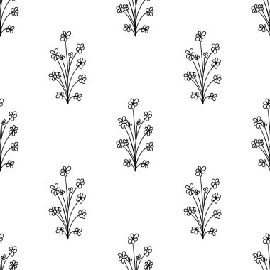 Düz papatya çiçeklerinden yapılmış kusursuz desen. Beyazda izole edilmiş. Vektör stok illüstrasyonu.