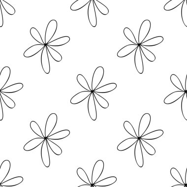 Karalamalı papatya çiçeklerinden yapılmış kusursuz desen. Beyaz arka planda izole edilmiş. Vektör stok illüstrasyonu.