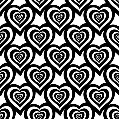 Elle çizilmiş kalplerden yapılmış kusursuz desen. Beyazda izole edilmiş. Vektör stok illüstrasyonu.