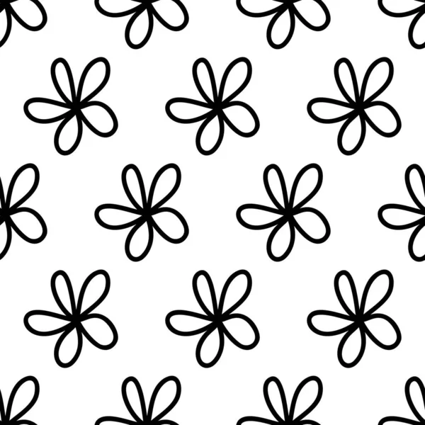 Patrón Sin Costuras Hecho Flores Manzanilla Doodle Aislado Sobre Blanco — Vector de stock