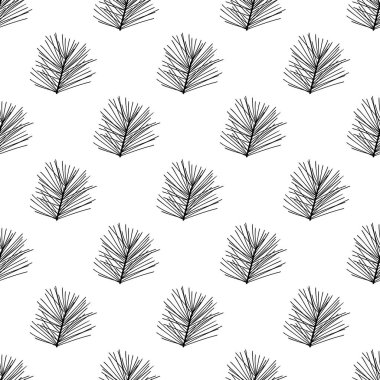 Bitkisel dikişsiz desen. Beyaz arka planda izole edilmiş. Vektör stok illüstrasyonu.