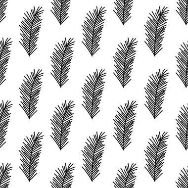 Bitkisel dikişsiz desen. Beyaz arka planda izole edilmiş. Vektör stok illüstrasyonu.