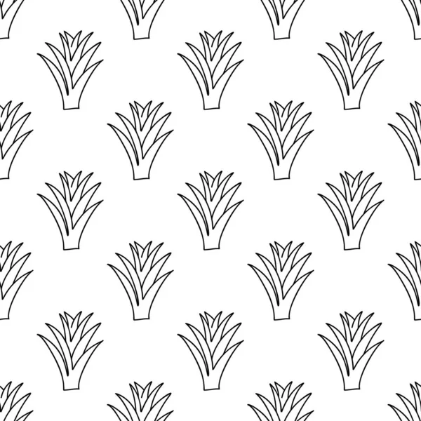 Φυτό Doodle Aloe Vera Floral Αδιάλειπτη Μοτίβο Απομονωμένο Λευκό Εικονογράφηση — Διανυσματικό Αρχείο