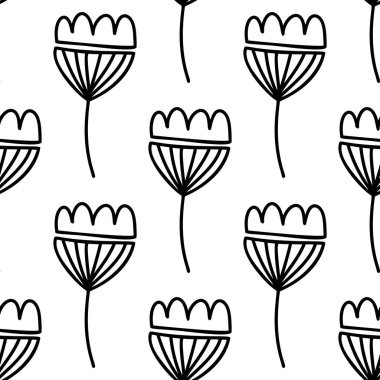 Bitkisel dikişsiz desen. Beyaz arka planda izole edilmiş. Vektör stok illüstrasyonu.