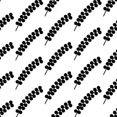 Bitkisel dikişsiz desen. Beyaz arka planda izole edilmiş. Vektör stok illüstrasyonu.