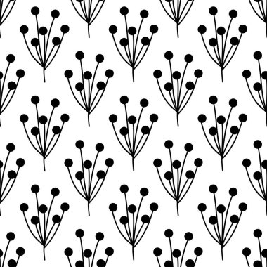 Bitkisel dikişsiz desen. Beyaz arka planda izole edilmiş. Vektör stok illüstrasyonu.