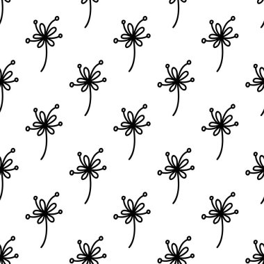 Bitkisel dikişsiz desen. Beyaz arka planda izole edilmiş. Vektör stok illüstrasyonu.