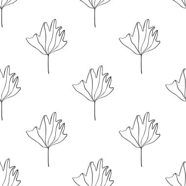 Bitkisel dikişsiz desen. Beyaz arka planda izole edilmiş. Vektör stok illüstrasyonu.