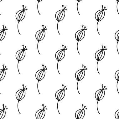 Bitkisel dikişsiz desen. Beyaz arka planda izole edilmiş. Vektör stok illüstrasyonu.