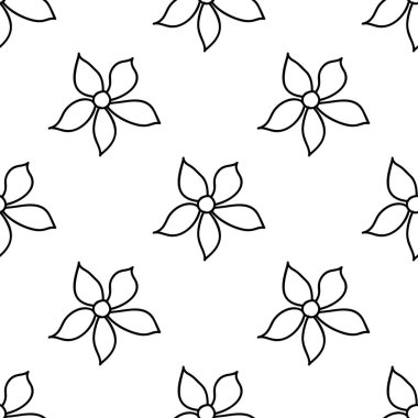 Bitkisel dikişsiz desen. Beyaz arka planda izole edilmiş. Vektör stok illüstrasyonu.