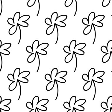 Bitkisel dikişsiz desen. Beyaz arka planda izole edilmiş. Vektör stok illüstrasyonu.