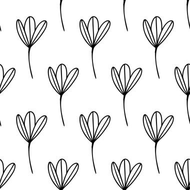 Bitkisel dikişsiz desen. Beyaz arka planda izole edilmiş. Vektör stok illüstrasyonu.