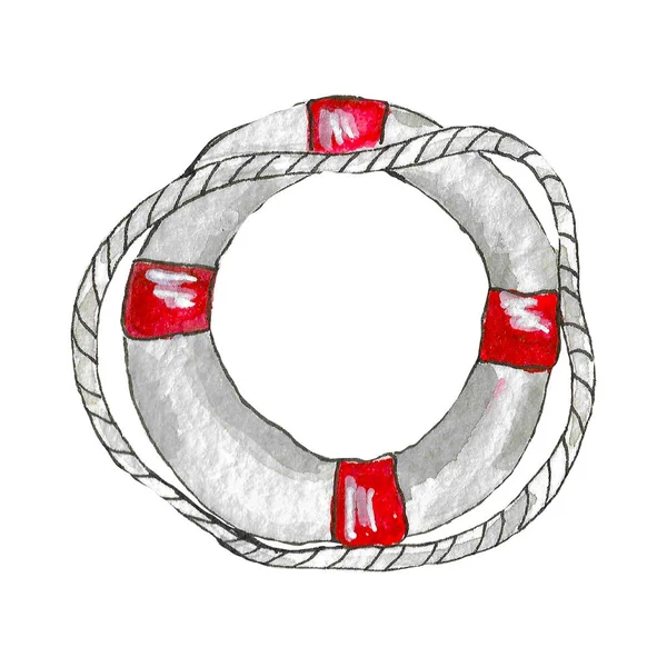 Beyaz arka planda bir deniz cankurtaranının suluboya çizimi