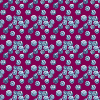 Kirazlı arka planda suluboya ile boyanmış kusursuz olgun yaban mersini deseni..