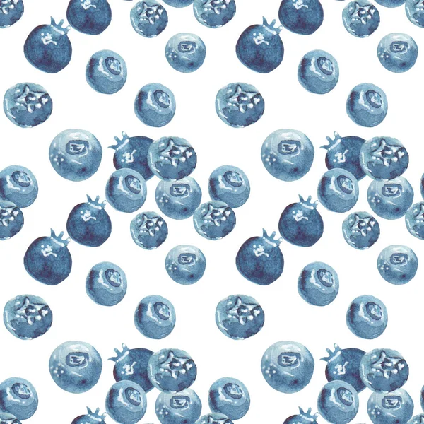 Beyaz arka planda suluboya ile boyanmış kusursuz olgun yaban mersini deseni..