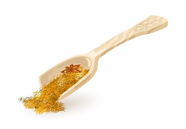 Hint baharatları tahtadan ya da plastik kepçelerden yapılır. Yıldız anason tohumlarıyla çeşnili..