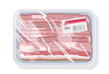 Füme jambon plastik tepside, streç gıda ambalajı, etiketli film..