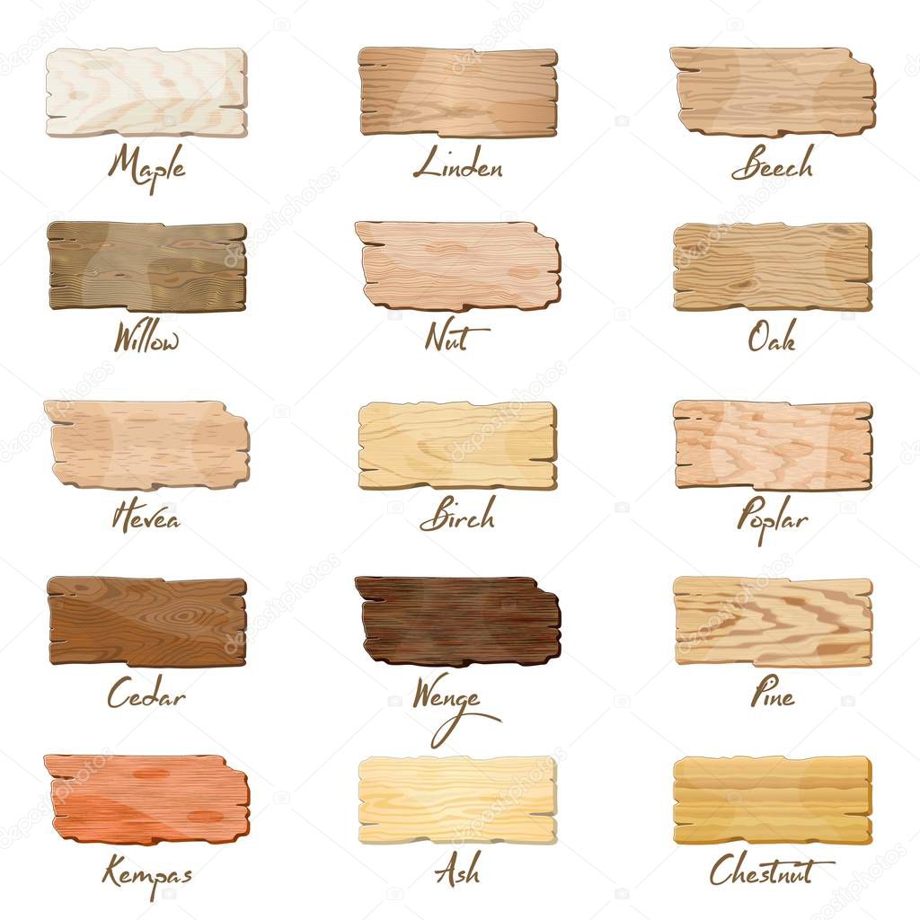 Wooden boards, banners, texture isolated on white background.