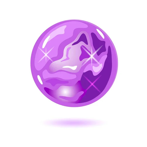 Erstaunliche runde Form Amethyst. Kristallmagische Kugel. purpurfarbener Edelstein. — Stockvektor