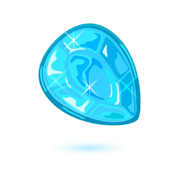 Light blue transparent pear cut aquamarine. Natural drop shape mineral, gemstone vector illustration. — 스톡 벡터