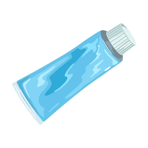 Kék cső, fehér kupakkal lezárva. Sablon, mockup csomagolás fogkrémhez, borotvahab, testápoló. — Stock Vector