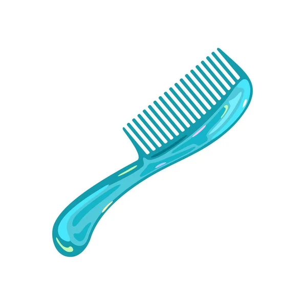 Modrý plastový hřeben pro muže nebo ženy. Péče o vlasy. Osobní hygiena a kosmetický výrobek. — Stockový vektor