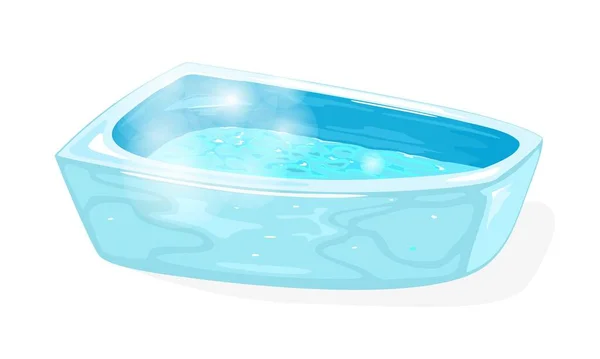 Banho azul brilhante com água. Casa de banho, washroom interior objeto para casa, hotel, centro de bem-estar . — Vetor de Stock