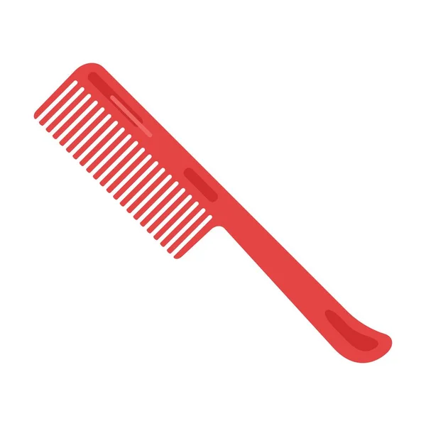 Červený plastový hřeben pro muže nebo ženy. Péče o vlasy. Osobní hygiena a kosmetický výrobek. — Stockový vektor
